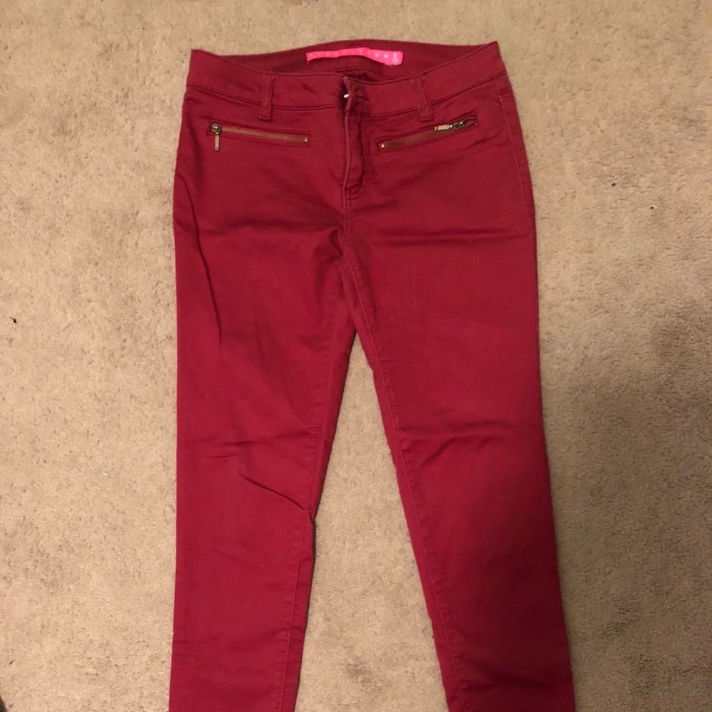 Red skinny jeans
